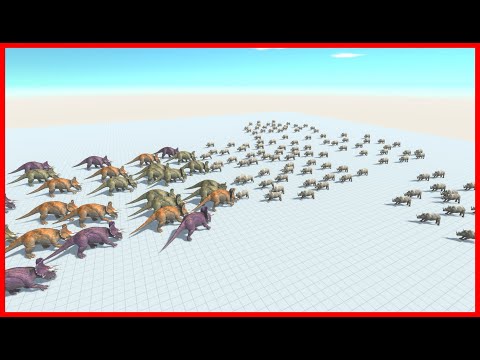 30x TRICERATOPS VS 120x WHITE RHINO - ANIMAL REVOLT BATTLE SIMULATOR