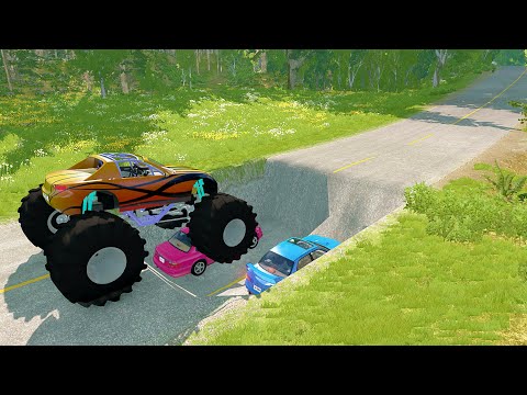 Mobil vs Potholes #2 - BeamNG Drive