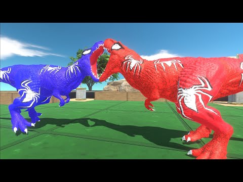 BLUE SPIDER MAN T-REX DEATH RUN - ANIMAL REVOLT BATTLE SIMULATOR || tauPlays sims eps101