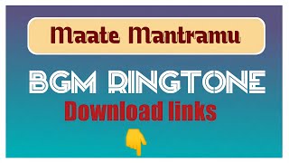 Maate Mantramu BGM Ringtone  Instrumentation music