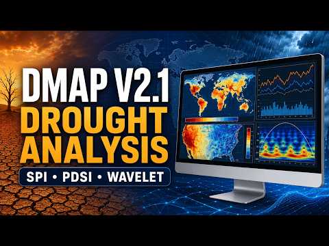 Video tutorial: complete DMAP V2.1 walkthrough covering SPI, PDSI, wavelet periodicity, and drought analysis