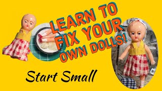 Practicing REPAIRS on SMALL DOLLS ✨ Making a DOLL WIG Without Really Trying #doll #dolls #diy