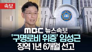 [속보] '구명로비 위증' 임성근..징역 1년 6개월 선고 - [MBC뉴스속보] MBC뉴스 2026년 06월 11일