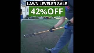 Leveling lawn with screened top soil and lawn level rake