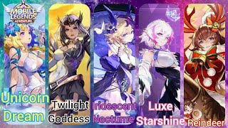 ML:Adventure Lunox Skin Overview(Twilight Goddess,Unicorn Dream, Luxe Starshine,Iridescent Nocturne)