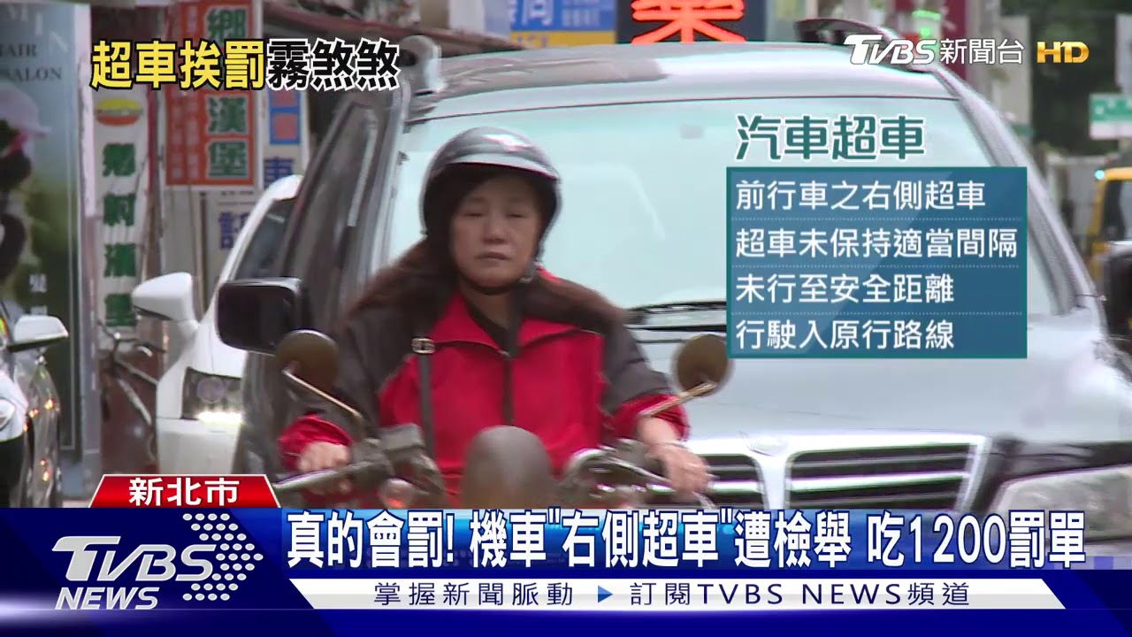 騎士「右側超車」吞1,200元罰單 警方:容易產生視線死角