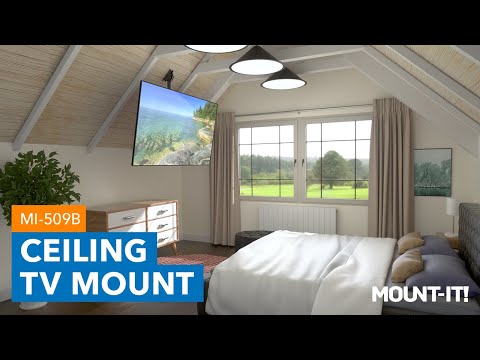 Mount-It MI-509B Full Motion Ceiling TV Mount Fits 32 to 70 Inch Screen Size (Black, Steel)