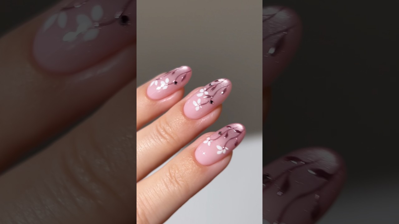 🌸🫧 glassy pink floral #nails #nailart #naildesign