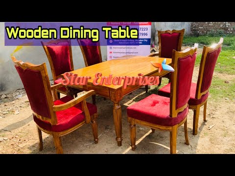 Wooden glass carved dining set, for home, size/dimension: 6x...