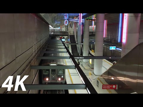 ⁴ᴷ⁶⁰ Los Angeles Metro: B and D (Red and Purple) Line Trains at Pershing Square