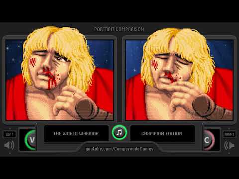 Portrait Comparison of Street Fighter II (World Warrior vs Champion Edition) Side by Side Comparison