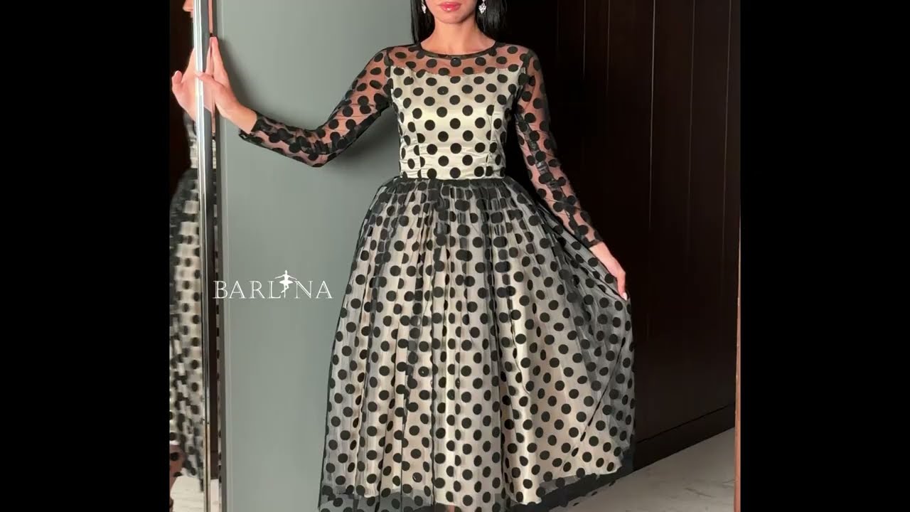 فستان بتصميم بولكا كلاسيكي ميدي - XL