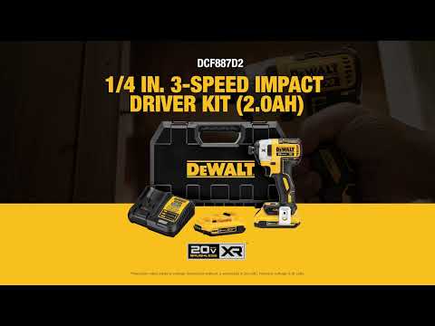 Dewalt 20V MAX XR Brushless Lithium Ion 1 4 in. Cordless 3 Speed Impact Driver Kit with 2 2 Ah Batteries DCF887D2