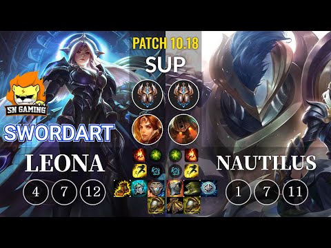 SN SwordArt Leona vs Nautilus Sup - KR Patch 10.18