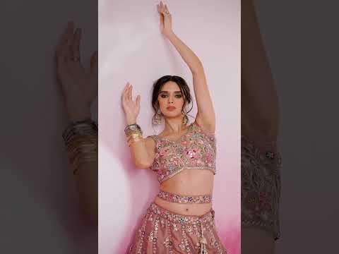 Rose Gold Bridel Net Moti, Sequins embroidery Semi-Stitched Bridel Lehenga choli & Dupatta