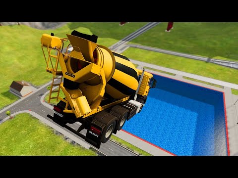 High Speed Jumping In Pool - BeamNGDriveR