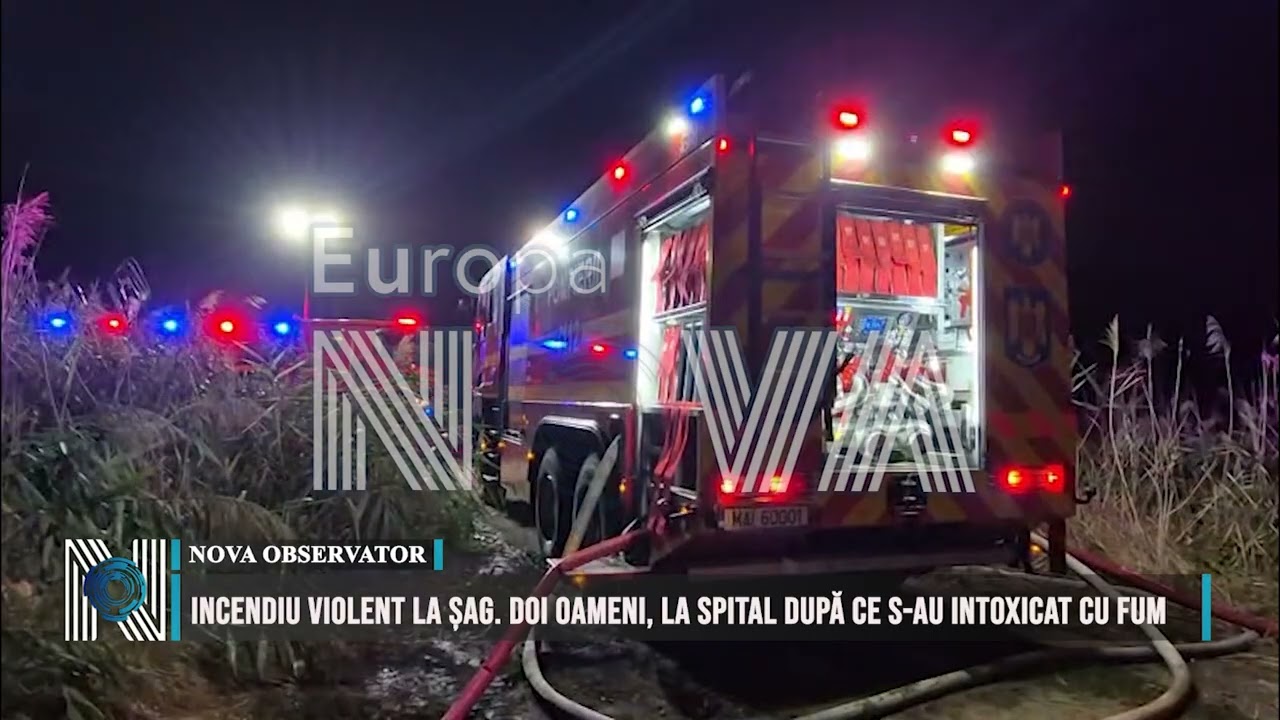 Incendiu violent la Șag. Doi oameni, la spital după ce s-au intoxicat cu fum