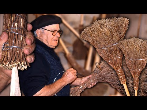A handmade broom that lasts a lifetime. The art of combining branches and wood from the forest