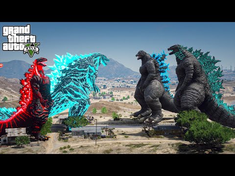Shin Godzilla x Godzilla Earth vs Legendary Godzilla, Godzilla Ride ( GTA V Mods )