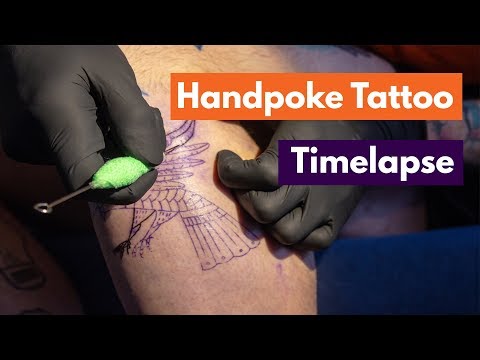 Handpoke Bird Tattoo Timelapse - Pt. 1 -  @oscardarko Design