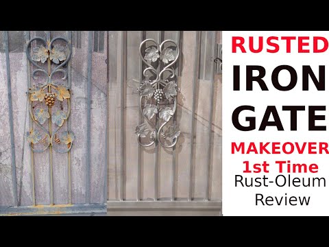 Rusted Iron Gate Repainted step by step rust-oleum rust Dissolver review  Antique Style gate repair