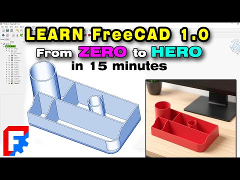 FreeCAD 1.0 Desktop Organizer 3D Modeling Tutorial | From Zero to Hero in 15 Minutes #freecad