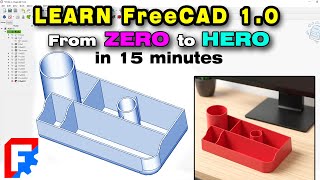 FreeCAD 1.0 Desktop Organizer 3D Modeling Tutorial | From Zero to Hero in 15 Minutes #freecad