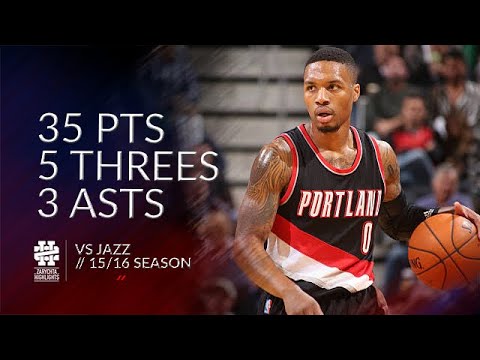 Damian Lillard 35 pts 5 threes 3 asts vs Jazz 15/16 season