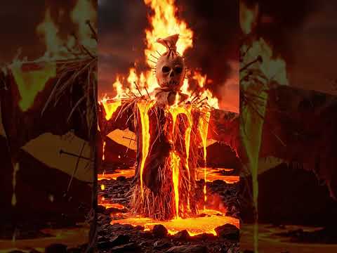 twisted scarecrow melting  in lava