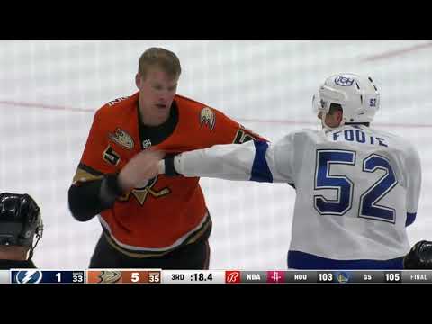NHL Fight - Lightning @ Ducks - Foote vs Robinson - 21/01/2022