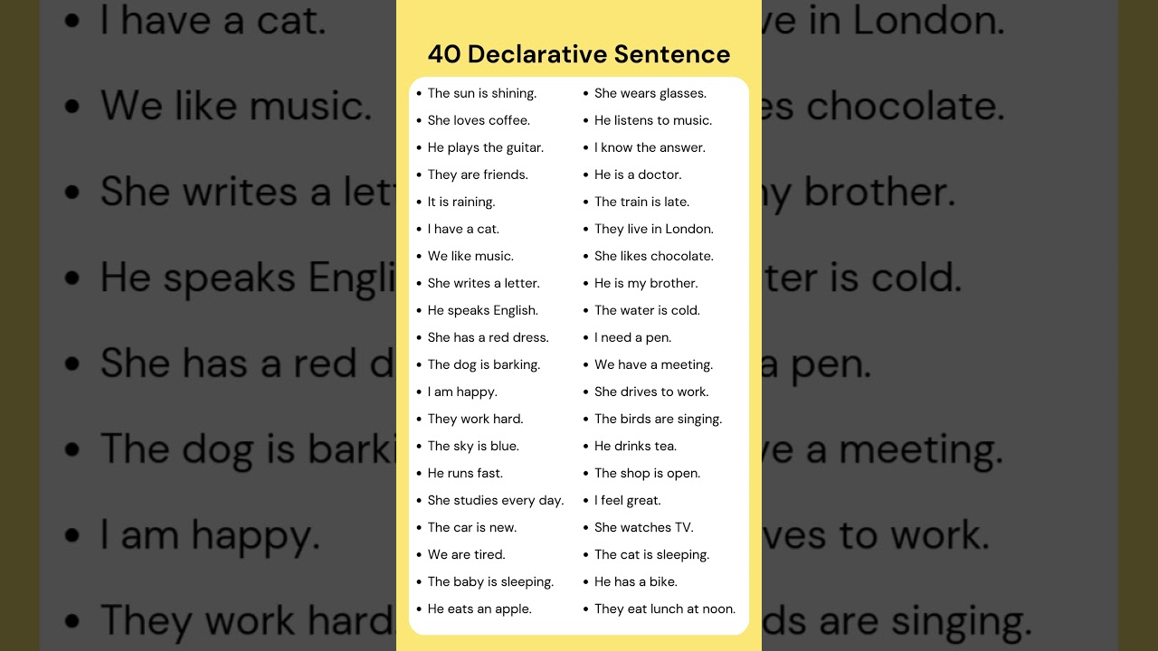 40 Declarative Sentences in English – Improve Your Grammar & Speaking Skills! 🚀