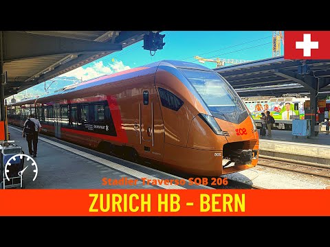 Cab ride Zürich - Bern / train drivers view in Switzerland in 4K (August 2022)