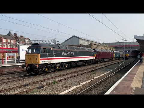 47828, 57001 and 31128 passing through Crewe to Carnforth 17/04/2019