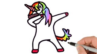How to Draw Unicorn Dabbing Step by Step #StayHome and draw #WithMe