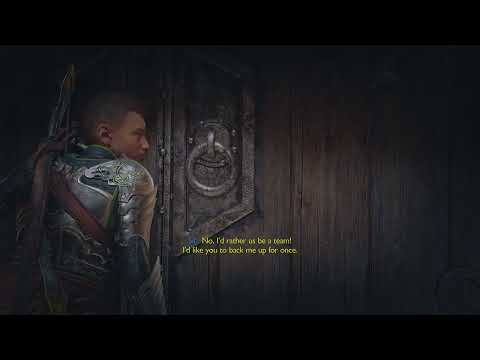 Thor thinking of standing up to Odin God of War Ragnarok