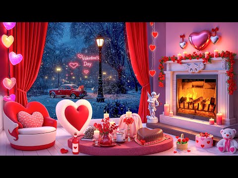 24/7 Happy Valentine's Day 💖 Relaxing Valentine Background Music 🌹💝 Cozy Valentine's Day Fireplaces