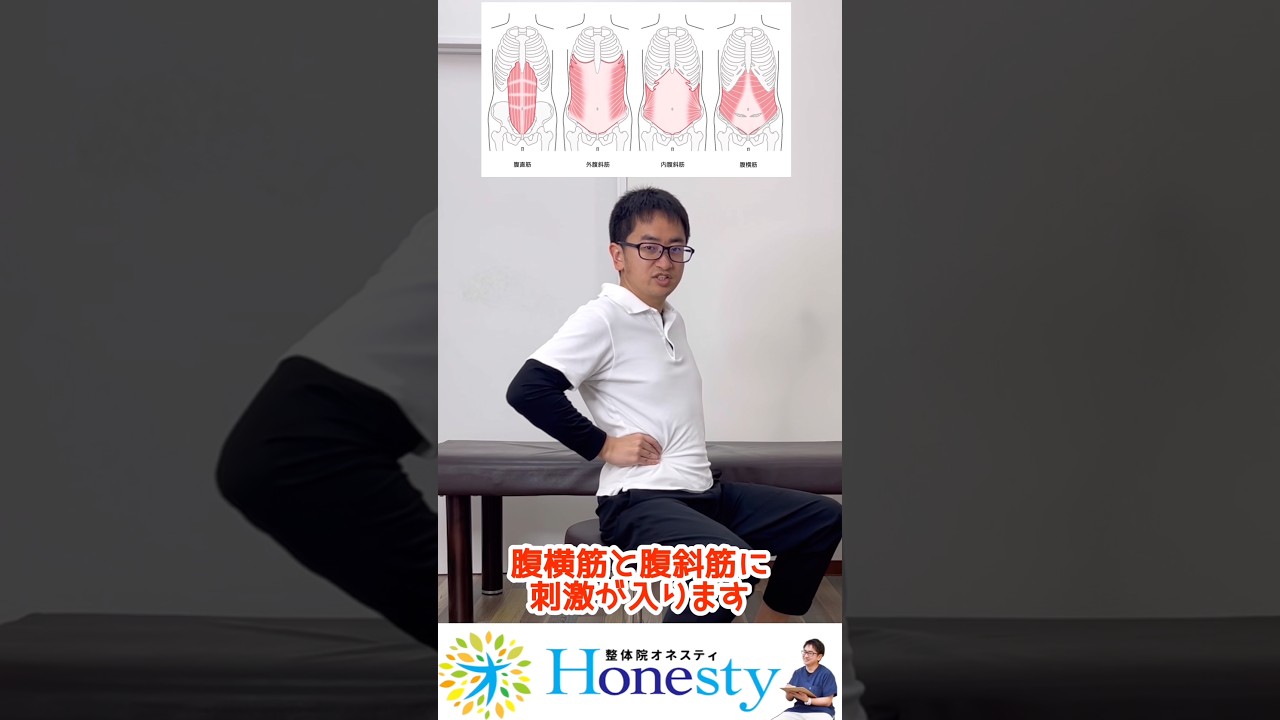 腰を反ると痛い方へ。腹横筋と腹斜筋にアプローチすると軽くなるかも！骨盤や腰椎(腰骨)の負担減らしていきましょう！