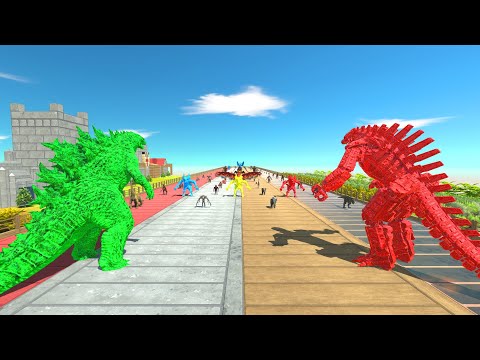 Godzilla Green + Mechagodzilla Red vs Team Ghidorh. Who Wins ? - Animal Revolt Battle Simulator
