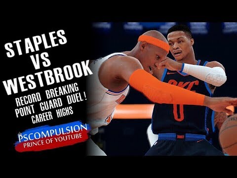 NBA 2K18 PS4 KNICKS MYGM - STAPLES VS WESTBROOK CRAZY DUEL, CAREER HIGHS FOR BOTH PLAYERS!!! (EP.36)