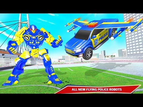 Flying Police Drone Robot Car Transform Robot Game Fun Games Studioz Gameplay