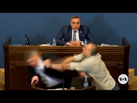 Lawmakers brawl as Georgian parliament considers 'foreign agent' bill | VOA News