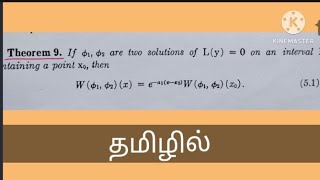 Formula for Wronskian/Theorem 9/Chapter 2/Unit 1/in Tamil/M.sc/Maths/Thanga kanitham