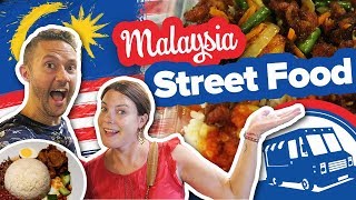 Trying Street Food in Malaysia. Food truck park in Kuala Lumpur. Malaysian Food Tour