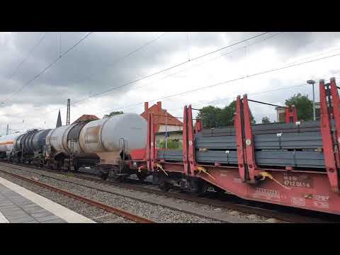 DB Cargo 187 193 met een gemengde goederentrein richting Hamm op station Beckum-Neubeckum [30-6-"21]