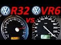 VW Golf 3 VR6 vs VW Golf 4 R32 - 0-200 Km/h Acceleration Autobahn compare