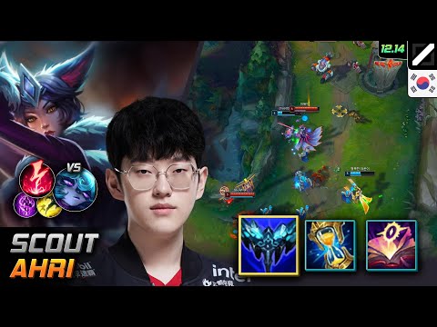 Scout Mid Ahri Everfrost Electrocute - Scout Ahri Match Highlight - LOL KR 12.14
