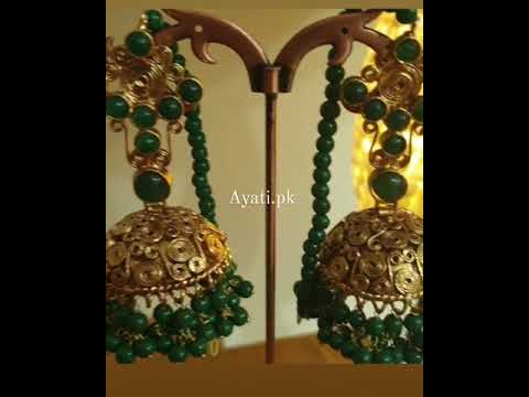 Filigree jade jhumkay by Ayati