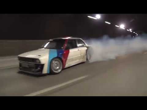 BMW E30 V8 Turbo Smoking down Stockholm!