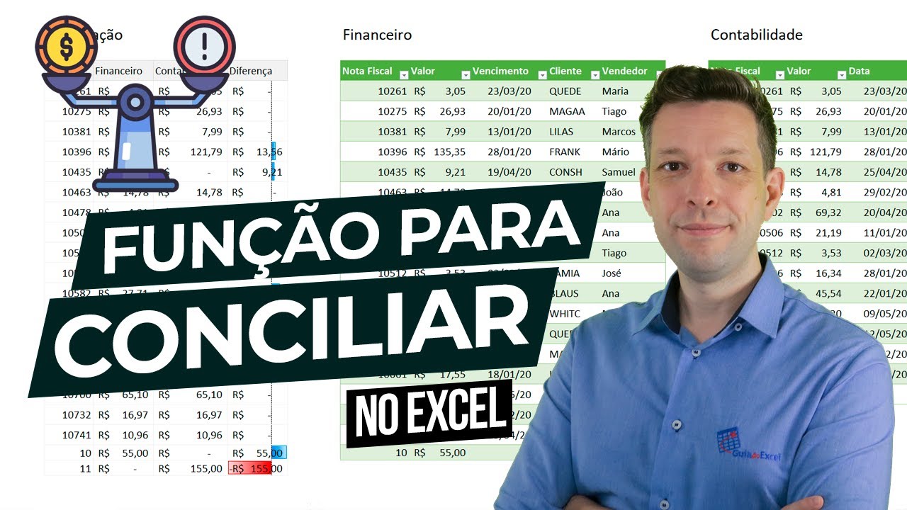 Função Conciliar Excel - Como Conciliar no Excel