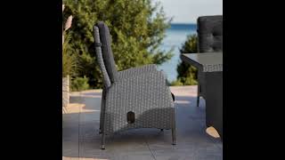 OUTFLEXX Malta Garten-Essgruppe, grau-braun-meliert/anthrazit, Alu/Polyrattan, Esstisch 200 x 95 cm, inkl. 6 Sessel